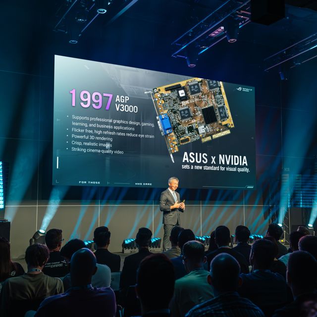 Jackie Hsu, ASUS SVP, Co-Head of Open Platform BG & AIoT BG, addressing the audience during the Unlock the ROG Lab event in Cologne, Germany. 